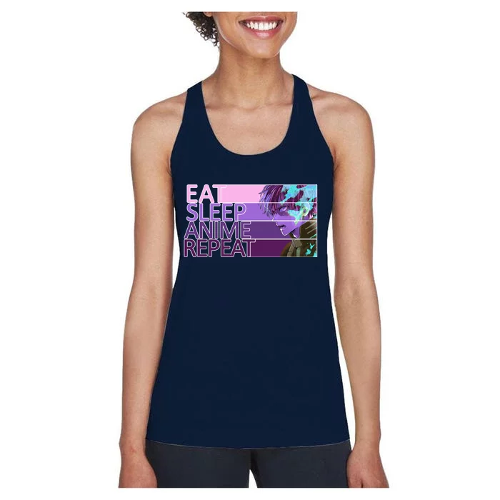 Eat Sleep Anime Repeat Funny Cartoon Women's Racerback Tank