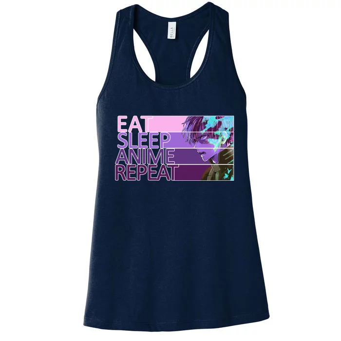 Eat Sleep Anime Repeat Funny Cartoon Women's Racerback Tank