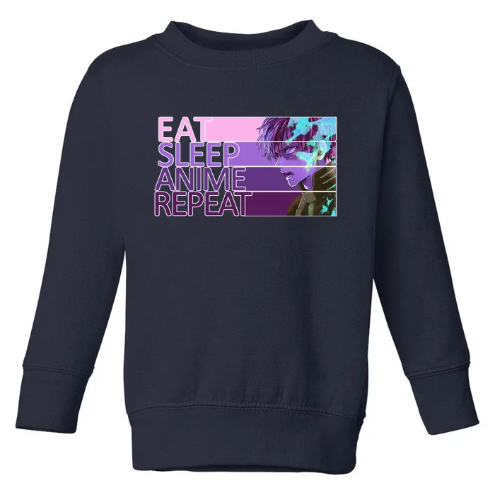 Eat Sleep Anime Repeat Funny Cartoon Toddler Sweatshirt