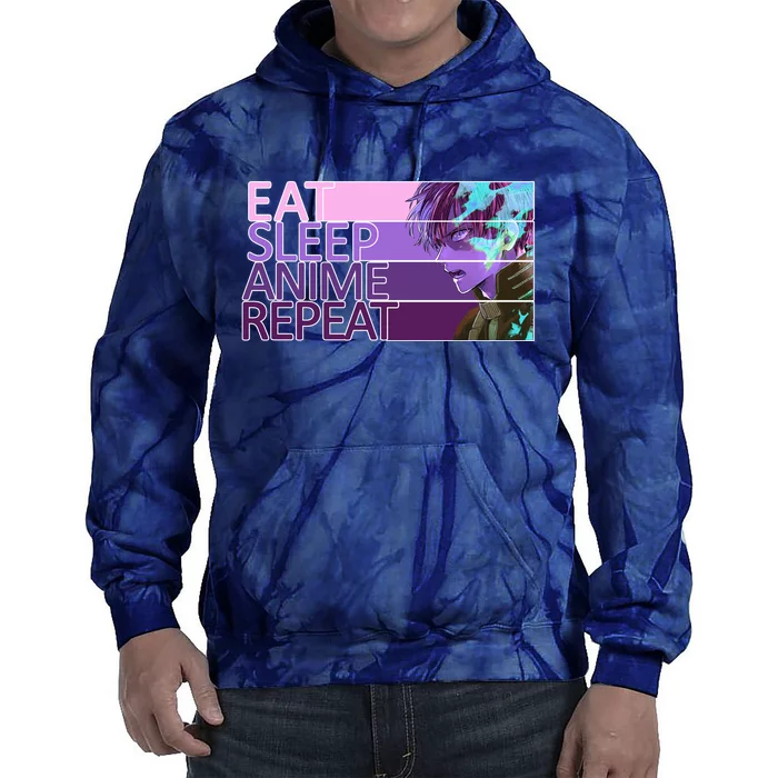 Eat Sleep Anime Repeat Funny Cartoon Tie Dye Hoodie