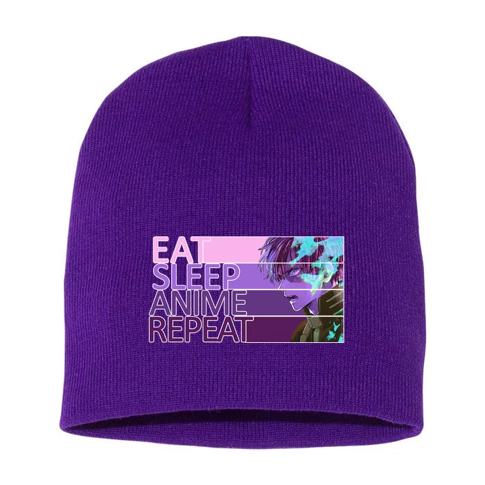 Eat Sleep Anime Repeat Funny Cartoon Short Acrylic Beanie