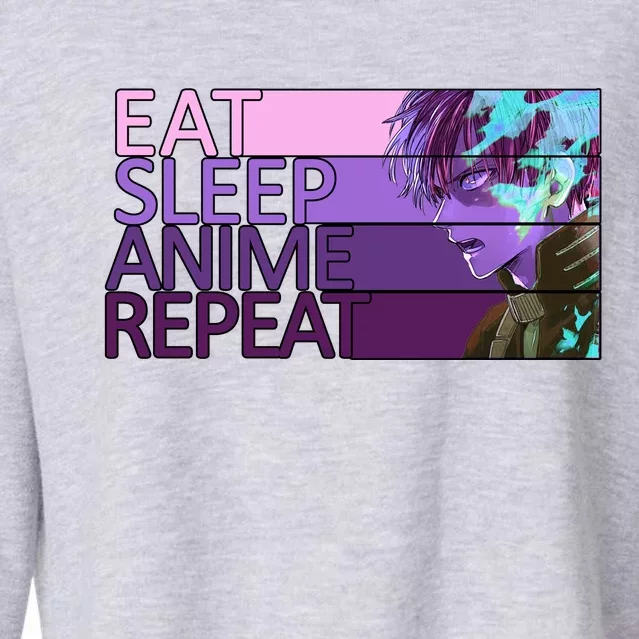 Eat Sleep Anime Repeat Funny Cartoon Cropped Pullover Crew