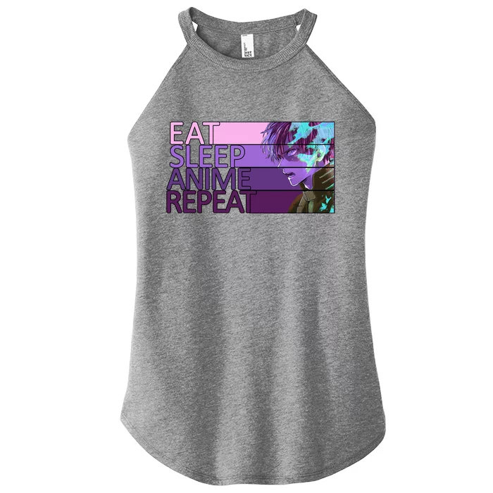 Eat Sleep Anime Repeat Funny Cartoon Women’s Perfect Tri Rocker Tank