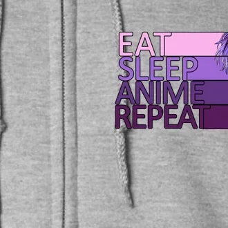 Eat Sleep Anime Repeat Funny Cartoon Full Zip Hoodie