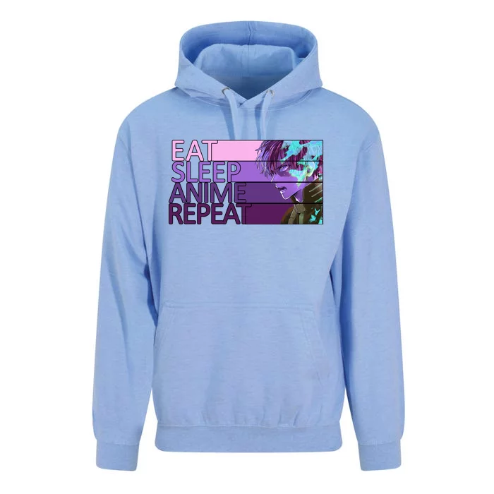 Eat Sleep Anime Repeat Funny Cartoon Unisex Surf Hoodie