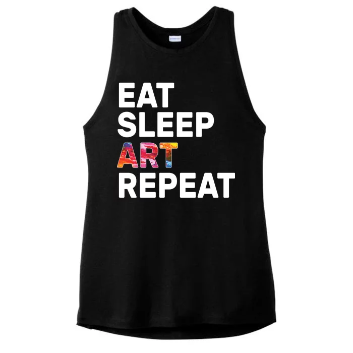 Eat Sleep Art Repeat Ladies Tri-Blend Wicking Tank