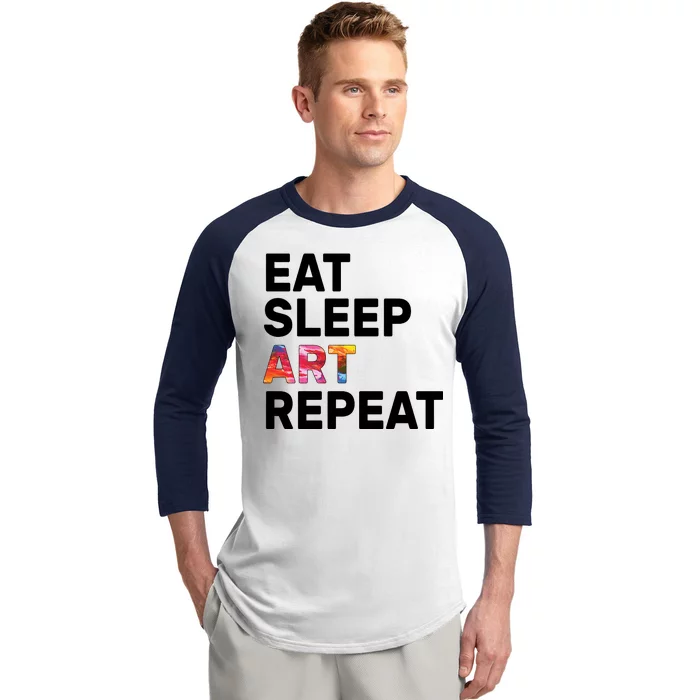 Eat Sleep Art Repeat Baseball Sleeve Shirt