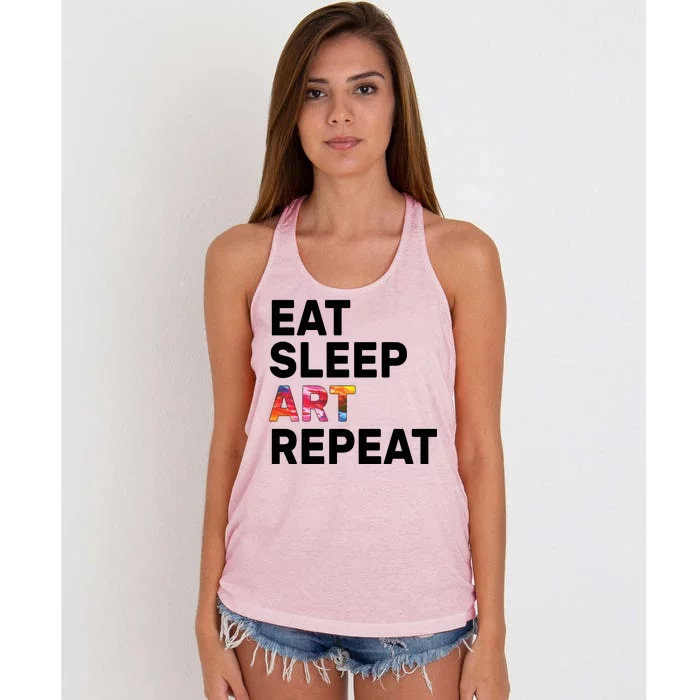 Eat Sleep Art Repeat Women's Knotted Racerback Tank