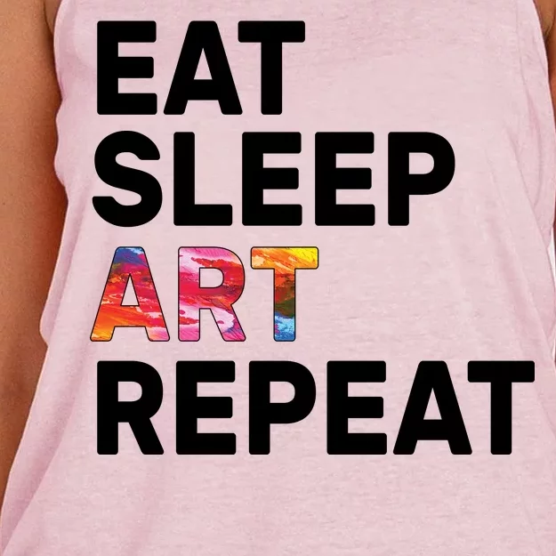 Eat Sleep Art Repeat Women's Knotted Racerback Tank