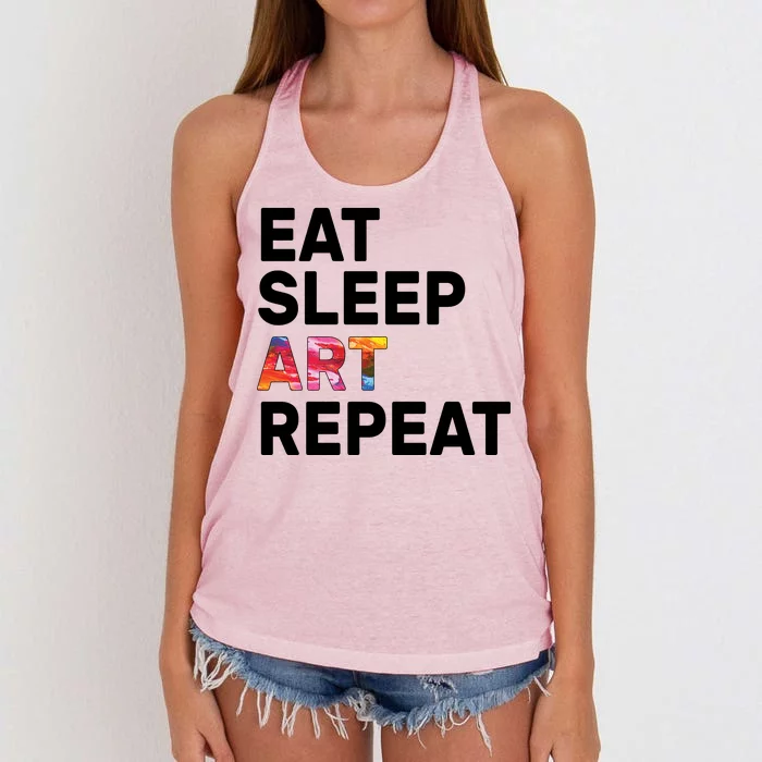 Eat Sleep Art Repeat Women's Knotted Racerback Tank