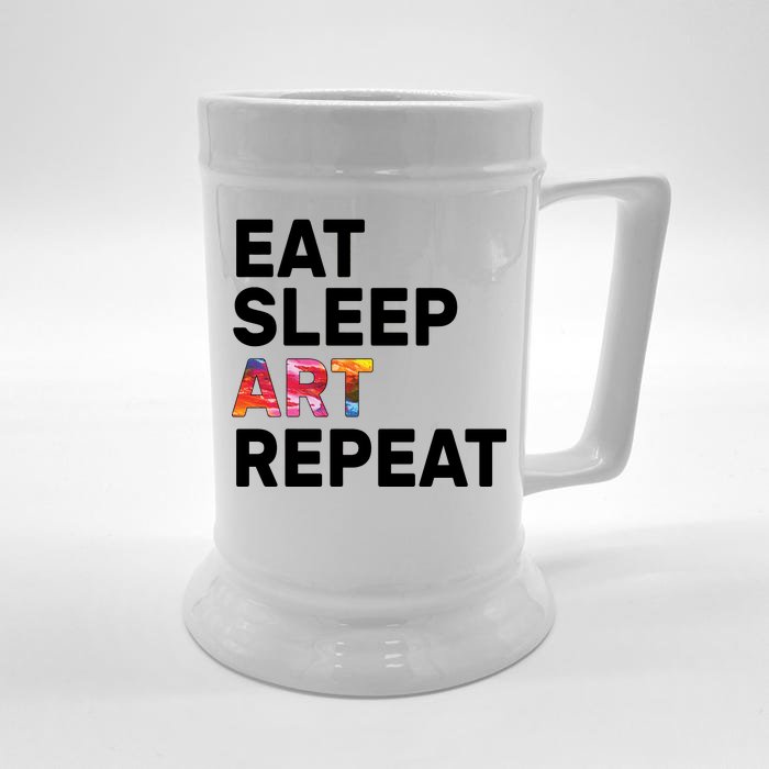 Eat Sleep Art Repeat Front & Back Beer Stein