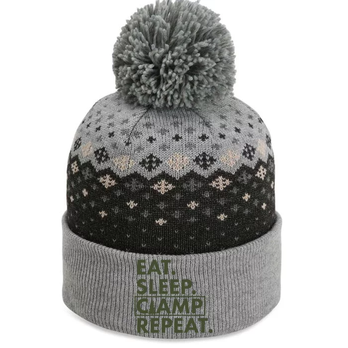 Eat Sleep Camp Repeat Camping Fan The Baniff Cuffed Pom Beanie