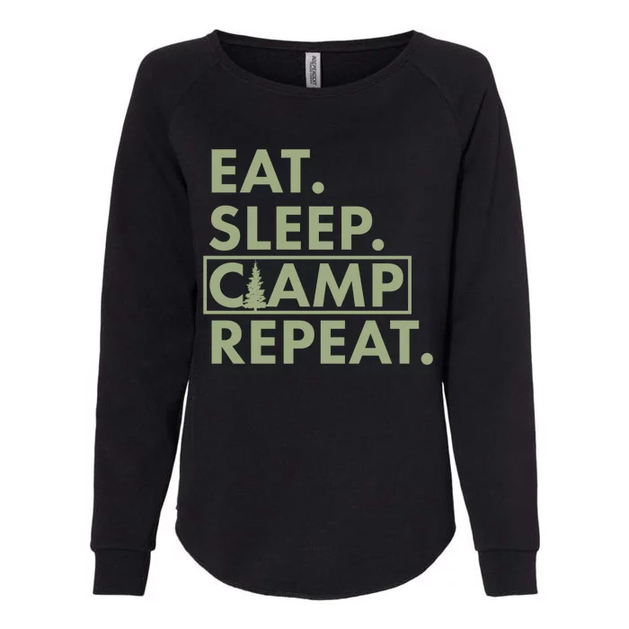 Eat Sleep Camp Repeat Camping Fan Womens California Wash Sweatshirt