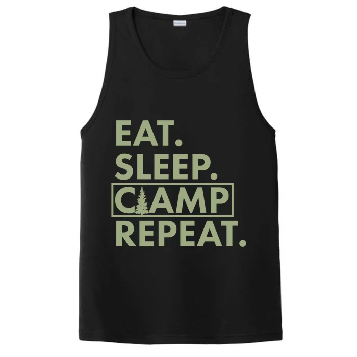 Eat Sleep Camp Repeat Camping Fan Performance Tank