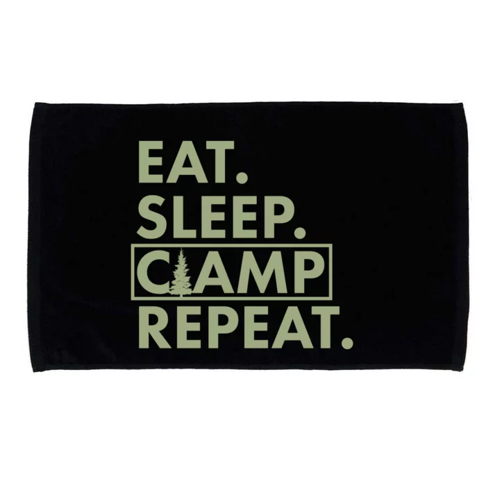 Eat Sleep Camp Repeat Camping Fan Microfiber Hand Towel