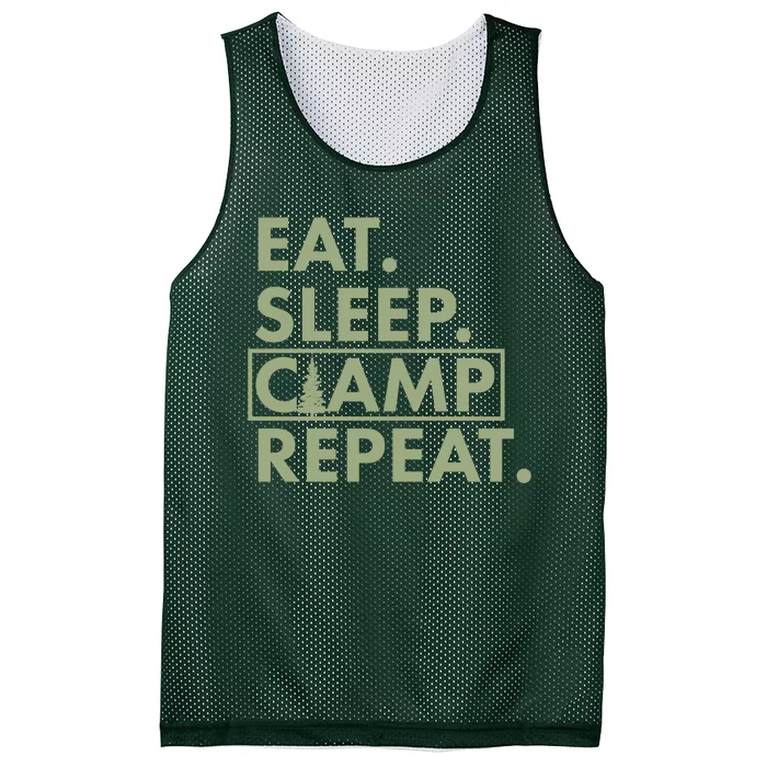 Eat Sleep Camp Repeat Camping Fan Mesh Reversible Basketball Jersey Tank