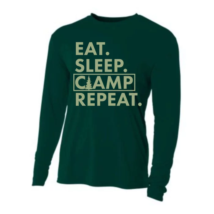 Eat Sleep Camp Repeat Camping Fan Cooling Performance Long Sleeve Crew