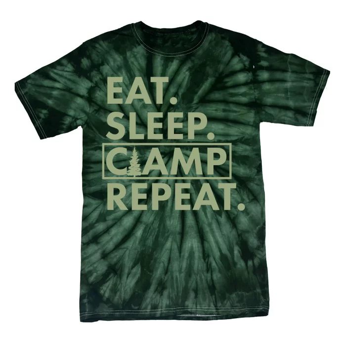 Eat Sleep Camp Repeat Camping Fan Tie-Dye T-Shirt