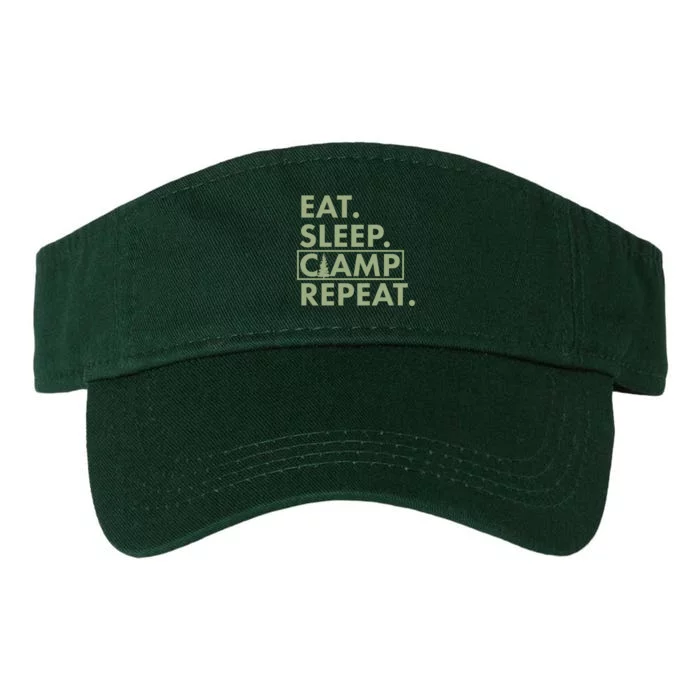 Eat Sleep Camp Repeat Camping Fan Valucap Bio-Washed Visor