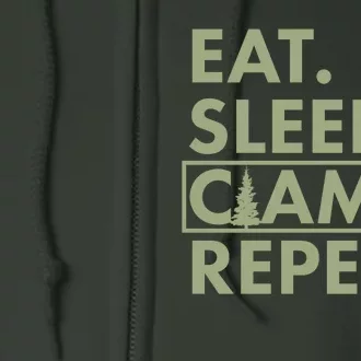 Eat Sleep Camp Repeat Camping Fan Full Zip Hoodie