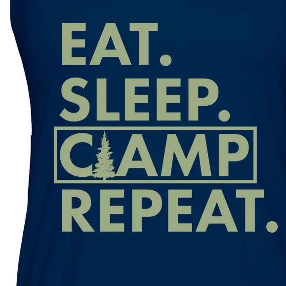 Eat Sleep Camp Repeat Camping Fan Ladies Essential Flowy Tank