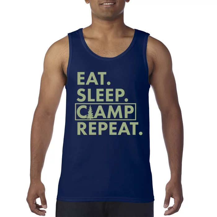 Eat Sleep Camp Repeat Camping Fan Tank Top