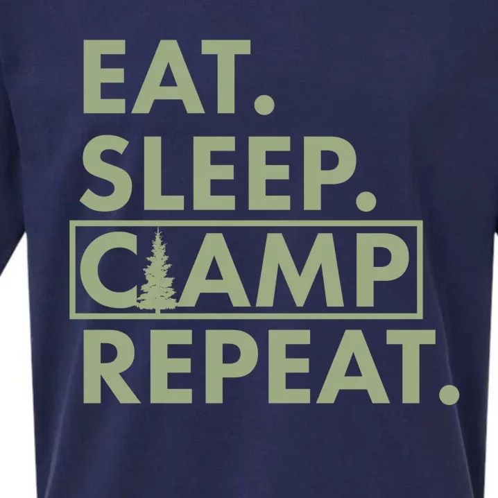 Eat Sleep Camp Repeat Camping Fan Sueded Cloud Jersey T-Shirt