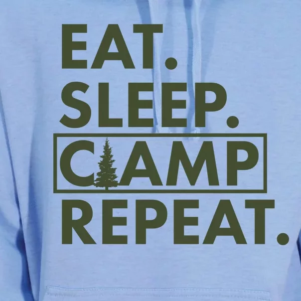 Eat Sleep Camp Repeat Camping Fan Unisex Surf Hoodie