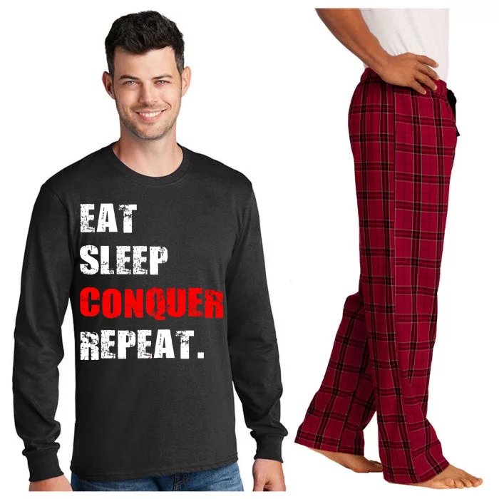 Eat Sleep Conquer Repeat Long Sleeve Pajama Set