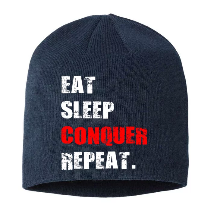 Eat Sleep Conquer Repeat 8 1/2in Sustainable Knit Beanie