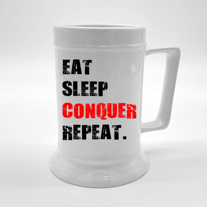 Eat Sleep Conquer Repeat Front & Back Beer Stein