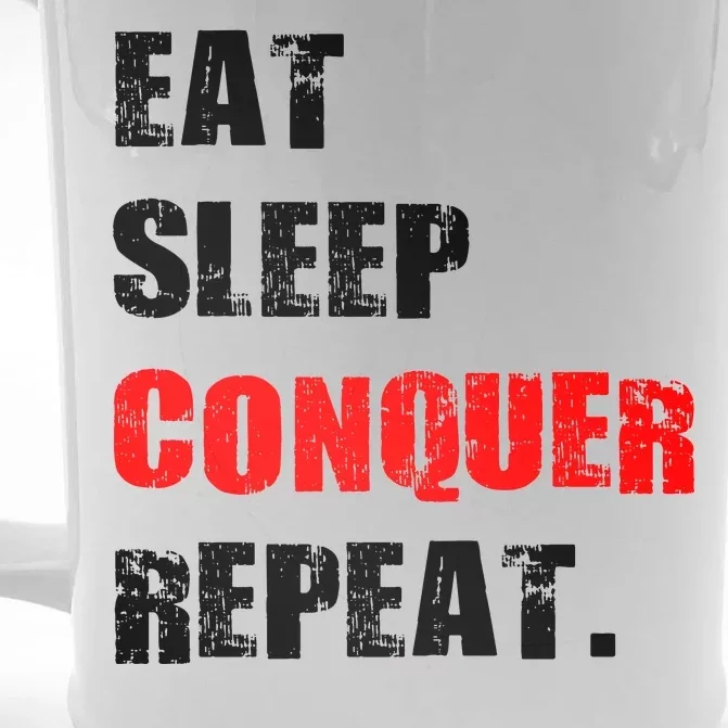 Eat Sleep Conquer Repeat Front & Back Beer Stein