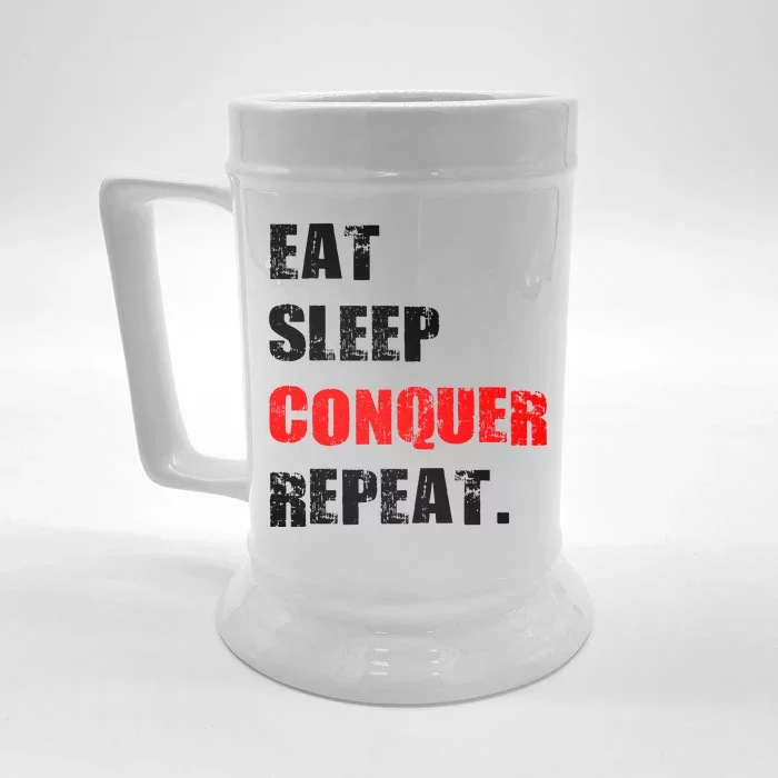 Eat Sleep Conquer Repeat Front & Back Beer Stein