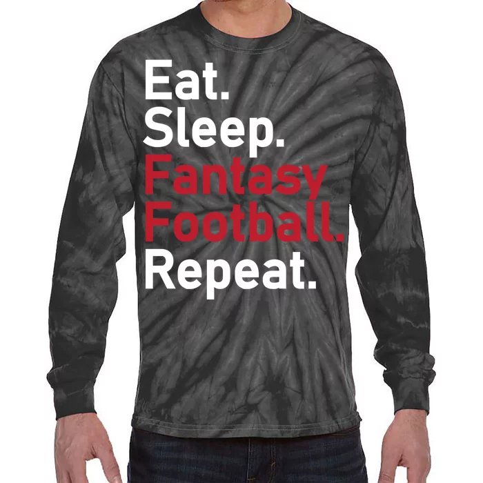 Eat Sleep Fantasy Football Repeat Tie-Dye Long Sleeve Shirt