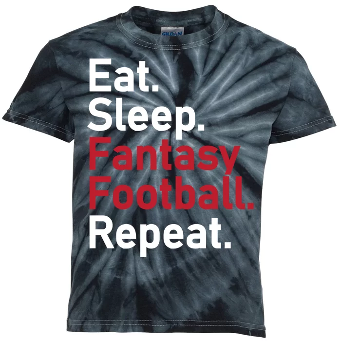 Eat Sleep Fantasy Football Repeat Kids Tie-Dye T-Shirt