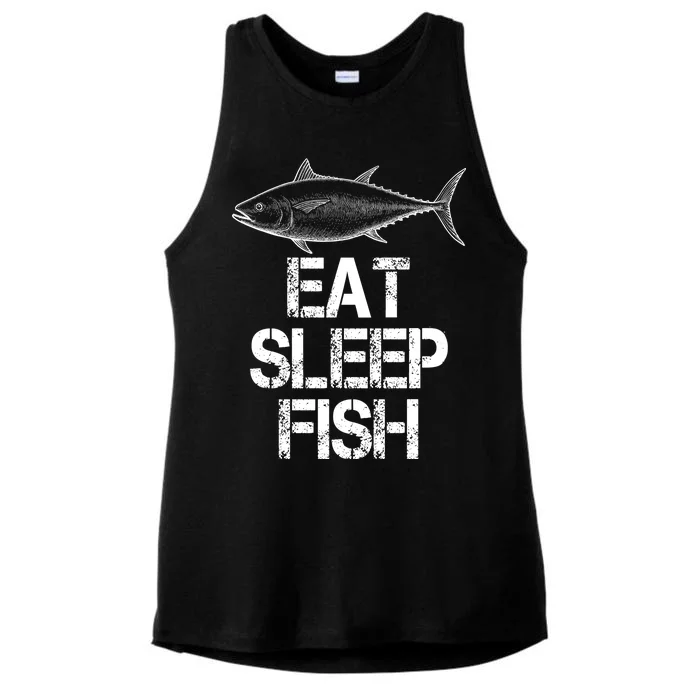 Eat Sleep Fish Fishing Fanatic Ladies Tri-Blend Wicking Tank