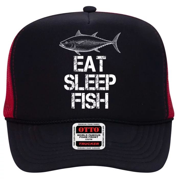 Eat Sleep Fish Fishing Fanatic High Crown Mesh Trucker Hat