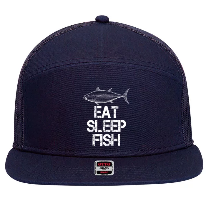 Eat Sleep Fish Fishing Fanatic 7 Panel Mesh Trucker Snapback Hat