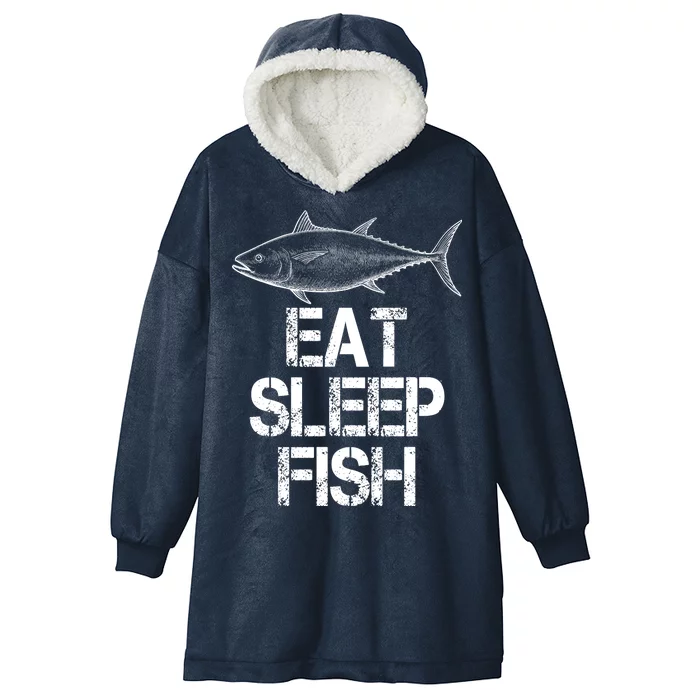 Eat Sleep Fish Fishing Fanatic Hooded Wearable Blanket