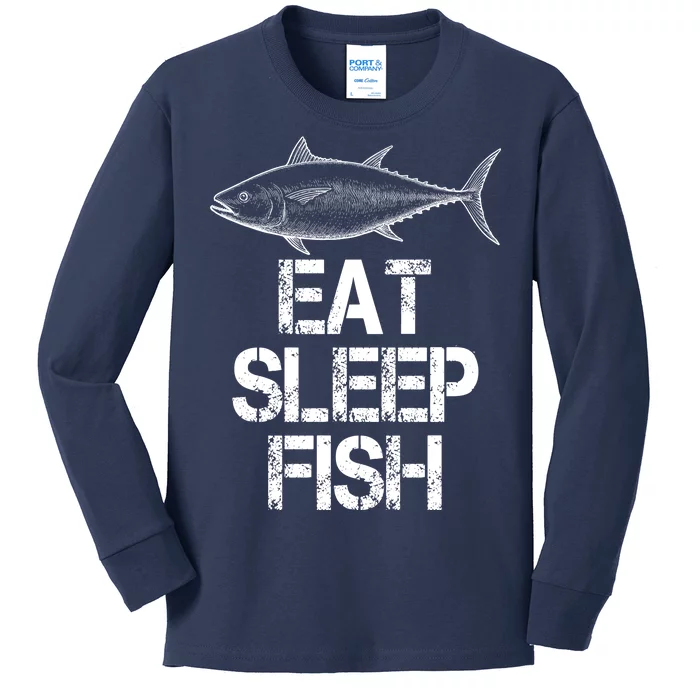 Eat Sleep Fish Fishing Fanatic Kids Long Sleeve Shirt