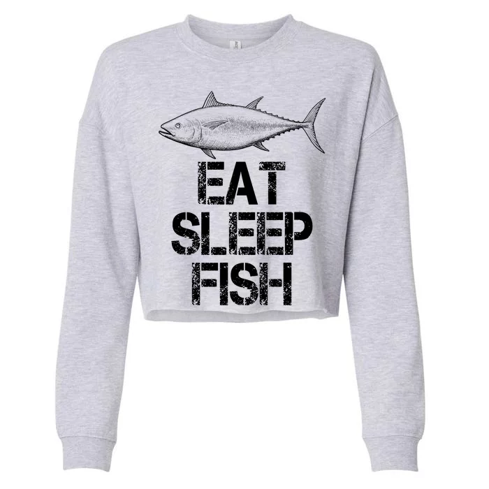 Eat Sleep Fish Fishing Fanatic Cropped Pullover Crew