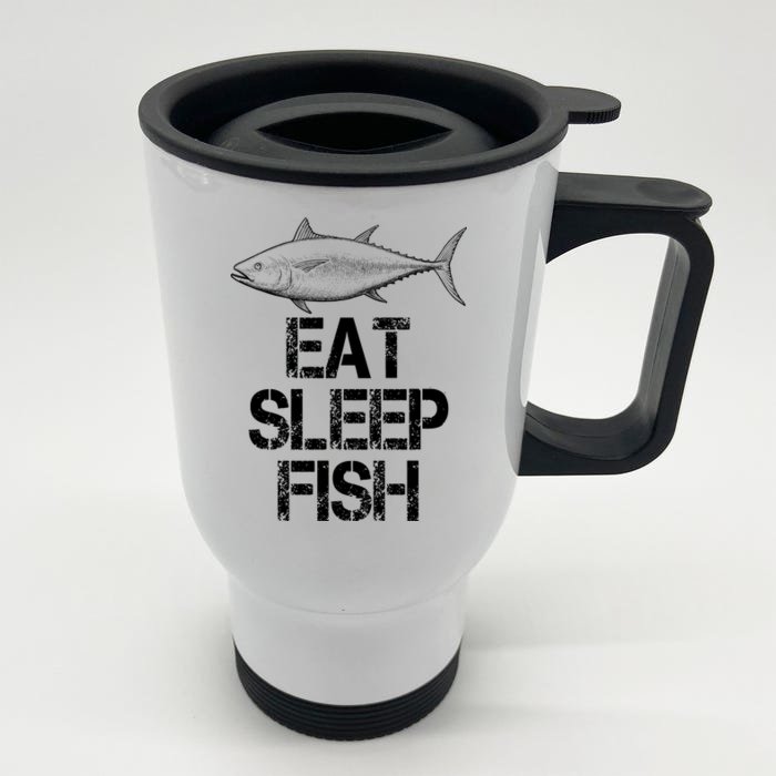 Eat Sleep Fish Fishing Fanatic Front & Back Stainless Steel Travel Mug