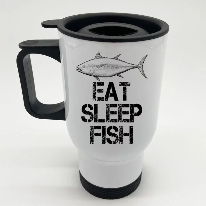 Eat Sleep Fish Fishing Fanatic Front & Back Stainless Steel Travel Mug