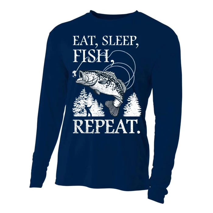 Eat Sleep Fish Repeat Cooling Performance Long Sleeve Crew