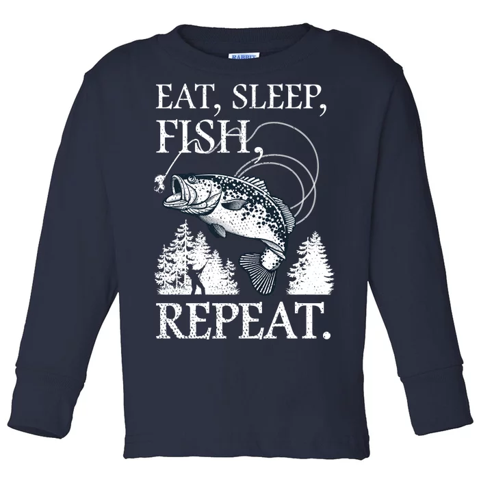 Eat Sleep Fish Repeat Toddler Long Sleeve Shirt