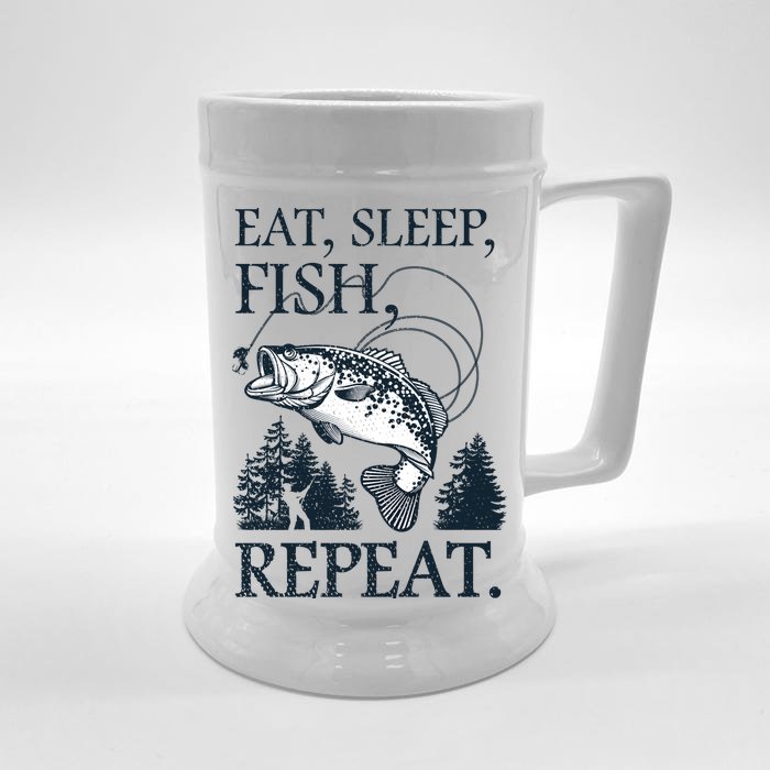 Eat Sleep Fish Repeat Front & Back Beer Stein