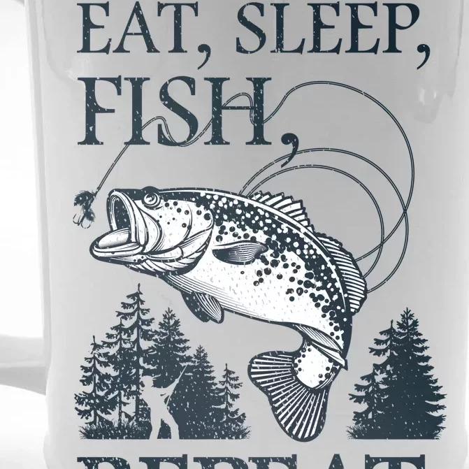 Eat Sleep Fish Repeat Front & Back Beer Stein