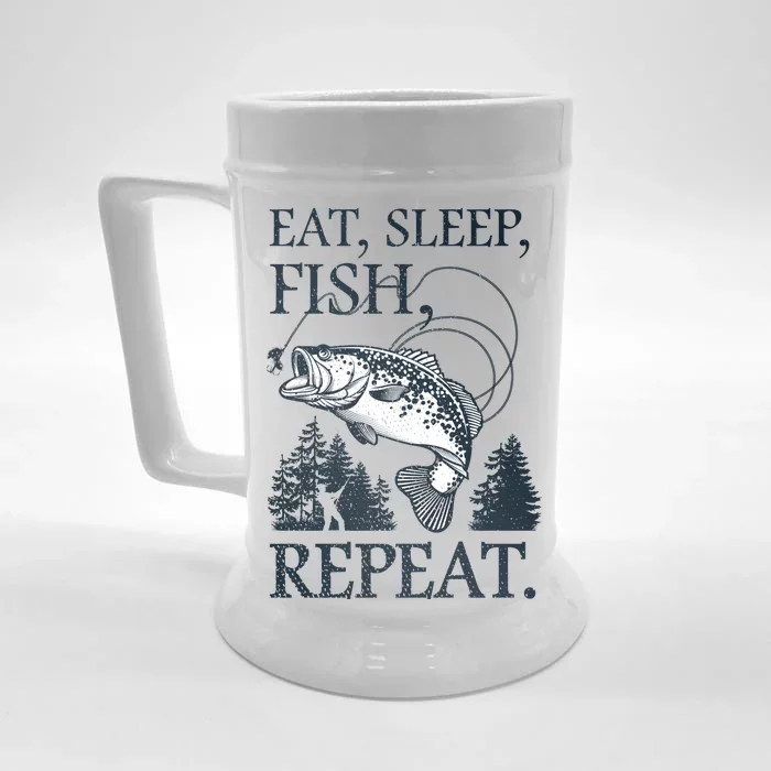 Eat Sleep Fish Repeat Front & Back Beer Stein