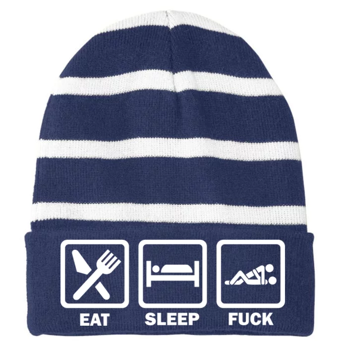 Eat Sleep Fuck Striped Beanie with Solid Band