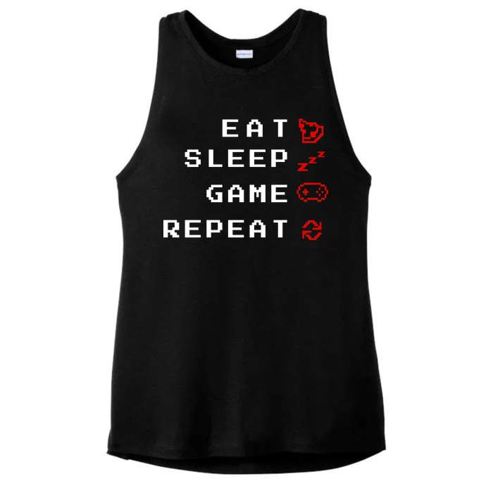 Eat Sleep Game Repeat Ladies Tri-Blend Wicking Tank